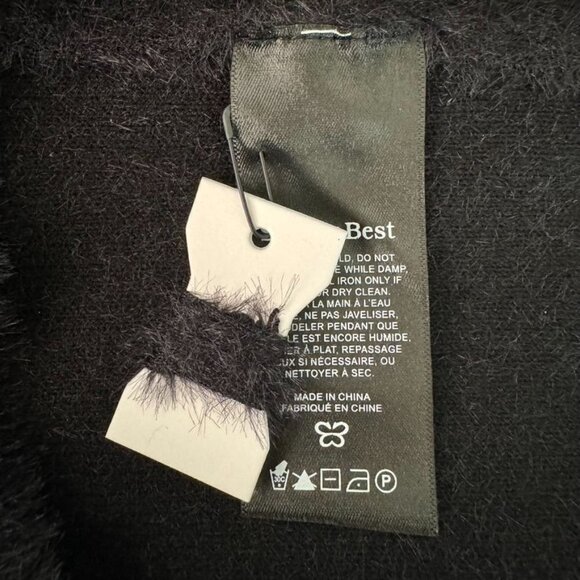 Aritzia Sunday Best Black Elsie Sweetheart Neck Fuzzy Sweater Size XL NWT - Picture 7 of 10